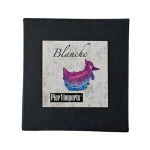 Pier 1 Blown Glass Blanche the Bumpy Chicken Blue Purple Sparkle Decor Figurine